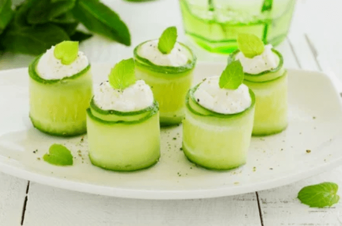 Cucumber rolls in the stage of attack